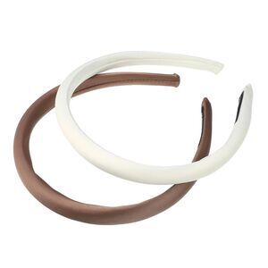2 Pcs Solid Simple Silk Anti Slip Headbands White Light Coffee